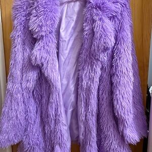 SHEIN Purple Teddy Jacket Plush Faux Fur